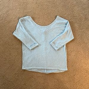 Blue/teal off the shoulder top with zipper on the back